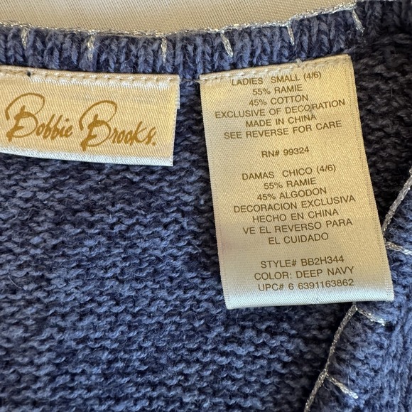 Vintage Bobbie Brooks Holiday Christmas Sweater Vest Women Small Blue Zip Mitten - Picture 14 of 16